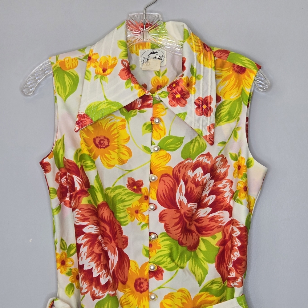 True Vintage 60s 70s The Spectator Floral Day Dress Belted Size‎ 14 Madmen Mod - Picture 3 of 7